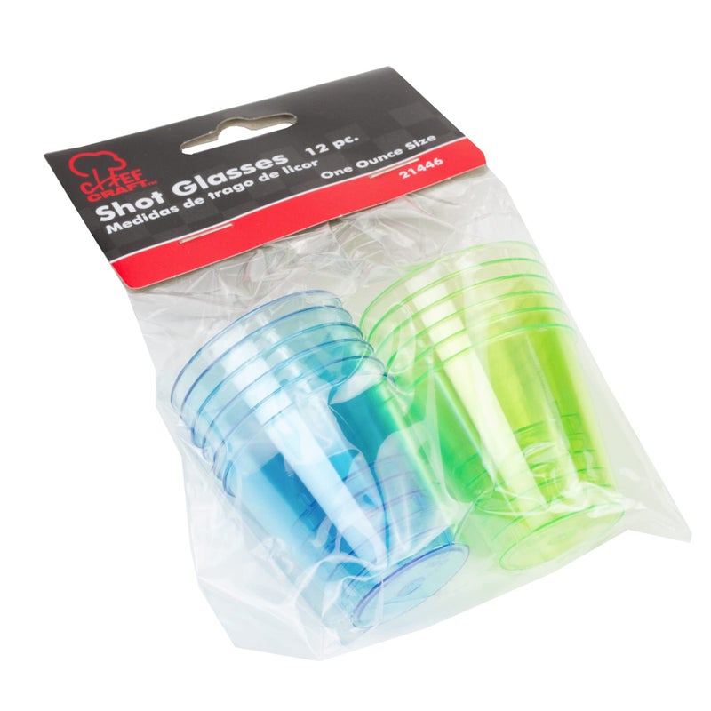 Chef Craft Select Plastic Shot Glass, 1 ounce 12 piece set, Blue/Green - Image 2